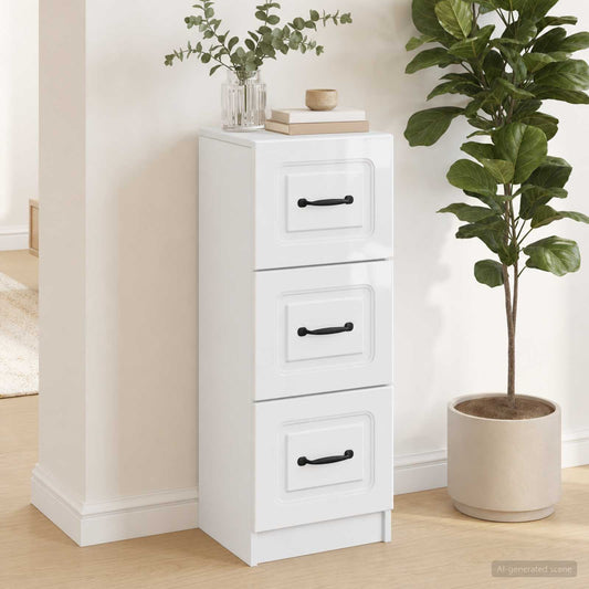 vidaXL Drawer Cabinet High Gloss White 33 x 34.5 x 87 cm