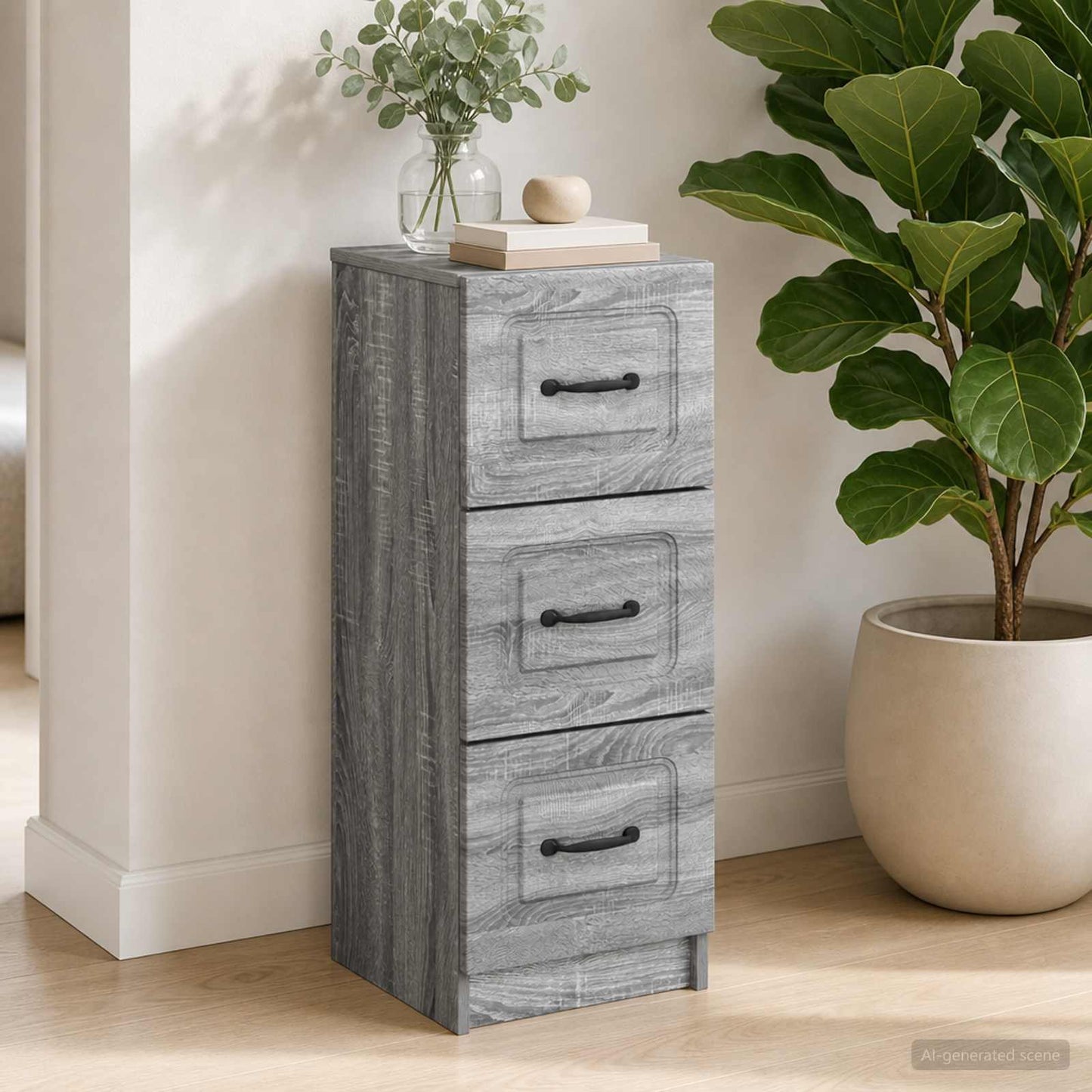 vidaXL Drawer Cabinet Grey Sonoma 33 x 34.5 x 87 cm Engineered Wood