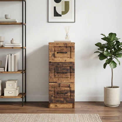 vidaXL Drawer Cabinet Old Wood 33 x 34.5 x 87 cm Engineered Wood