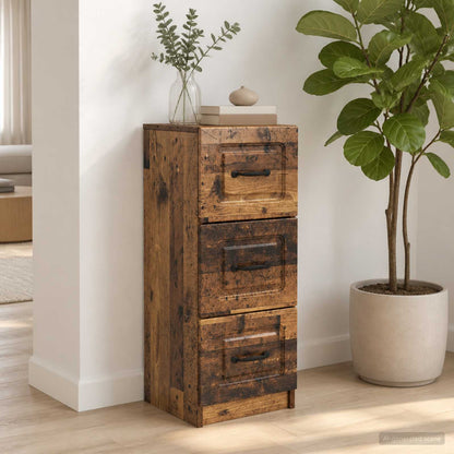 vidaXL Drawer Cabinet Old Wood 33 x 34.5 x 87 cm Engineered Wood
