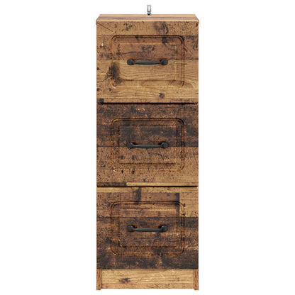vidaXL Drawer Cabinet Old Wood 33 x 34.5 x 87 cm Engineered Wood