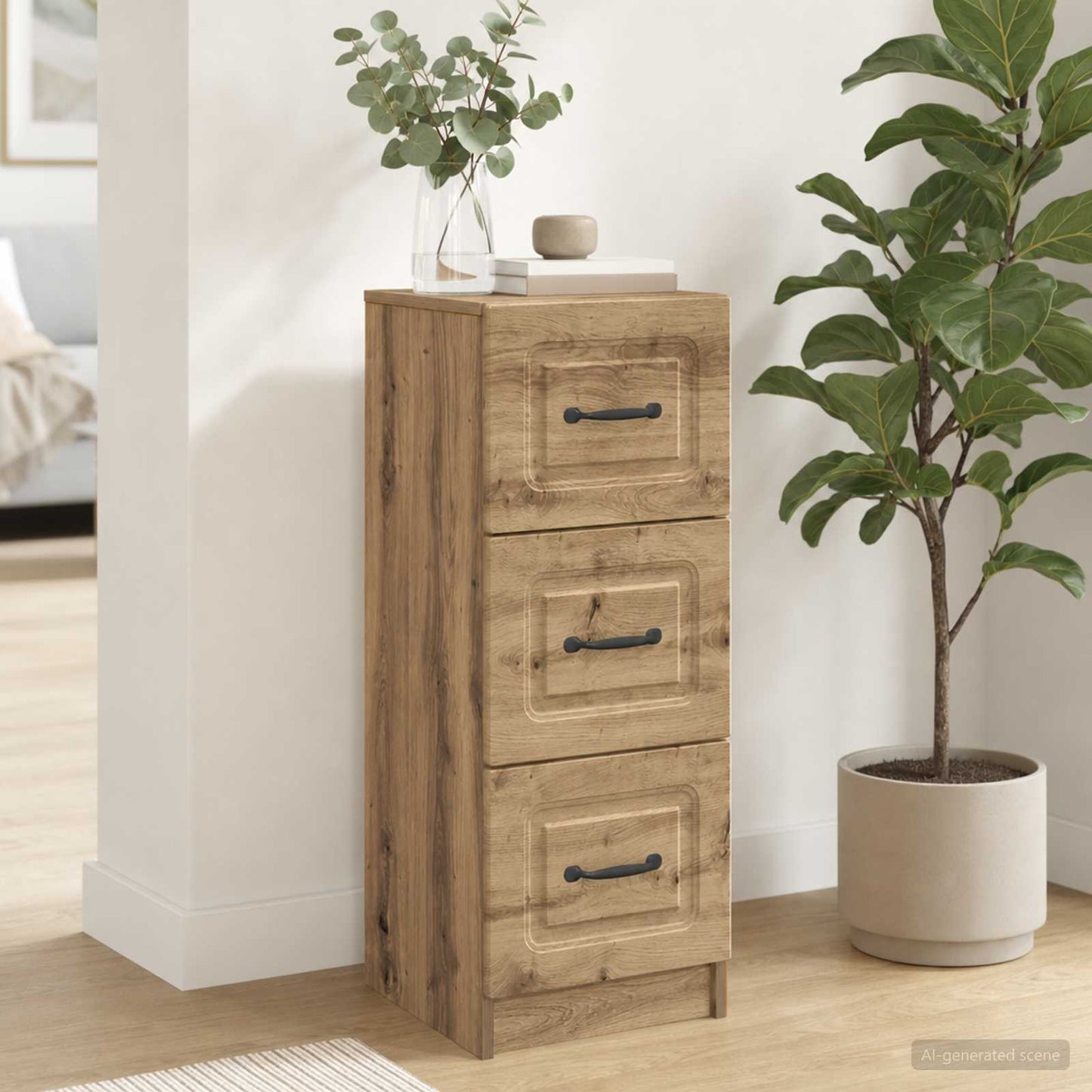 vidaXL Drawer Cabinet 33 x 34.5 x 87 cm Engineered Wood Artisan Oak