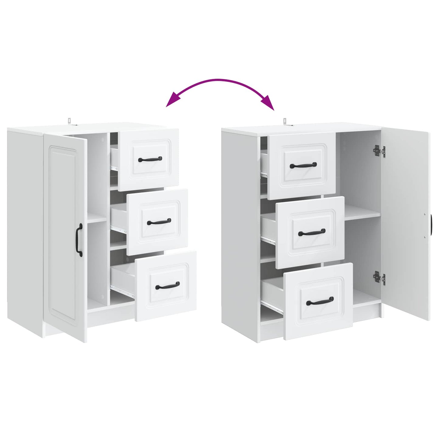vidaXL Sideboard with Drawer White 66 x 34.5 x 87 cm Engineered Wood