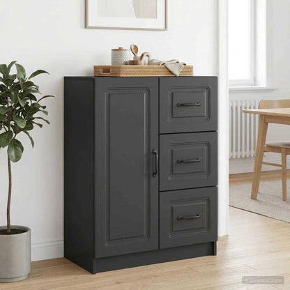 vidaXL Sideboard with Drawer Black 66 x 34.5 x 87 cm Engineered Wood