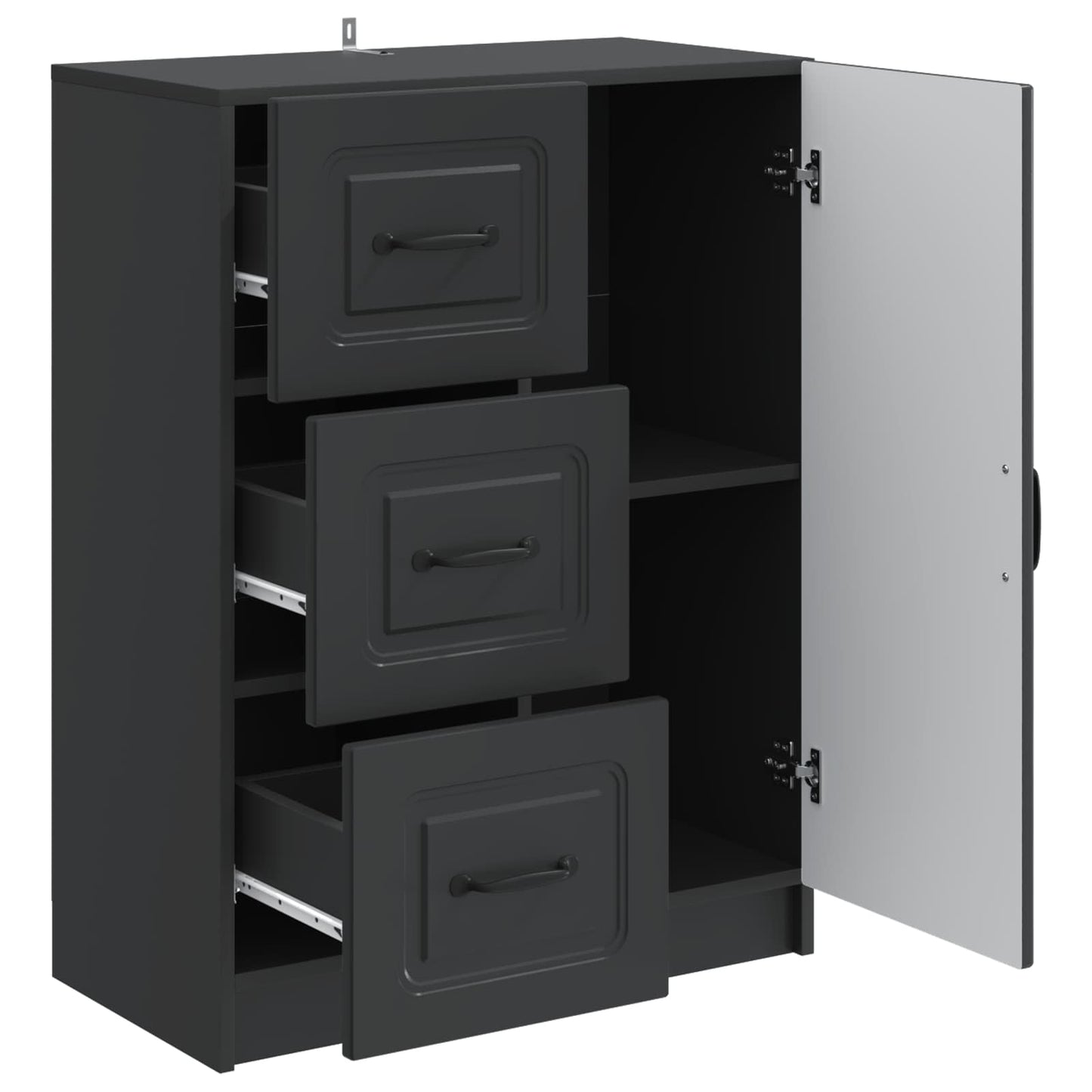 vidaXL Sideboard with Drawer Black 66 x 34.5 x 87 cm Engineered Wood