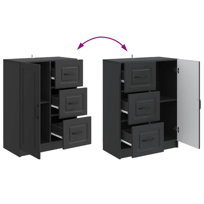 vidaXL Sideboard with Drawer Black 66 x 34.5 x 87 cm Engineered Wood