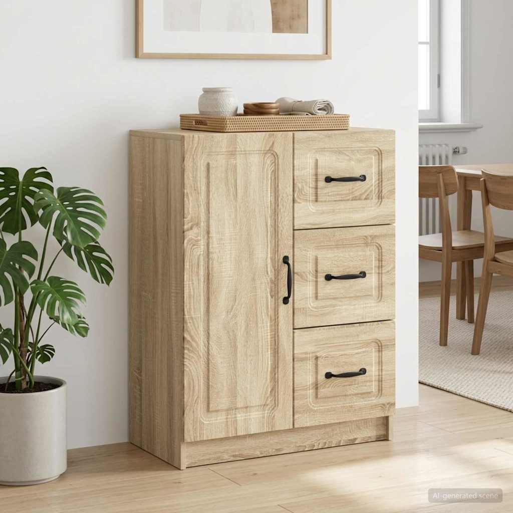 vidaXL Sideboard Sonoma Oak 66 x 34.5 x 87 cm Engineered Wood
