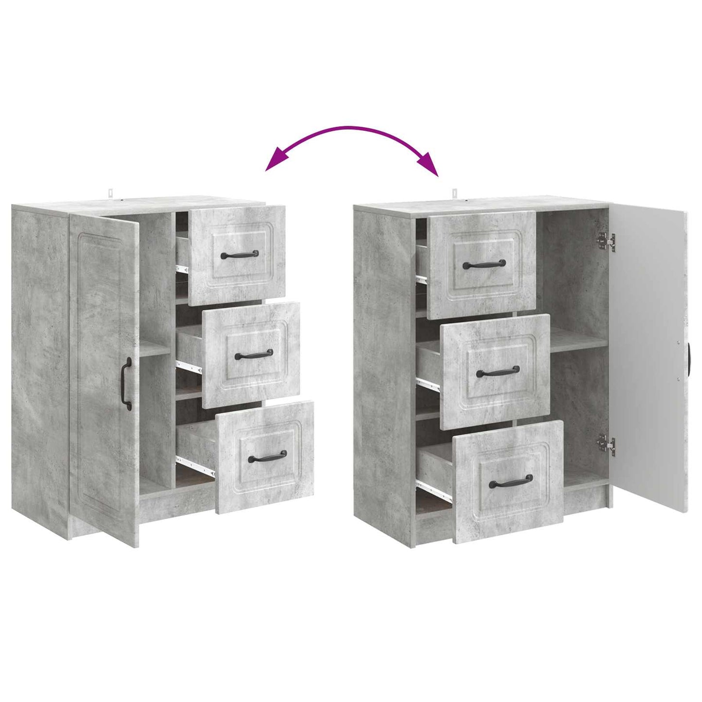 vidaXL Sideboard Concrete Grey 66 x 34.5 x 87 cm Engineered Wood