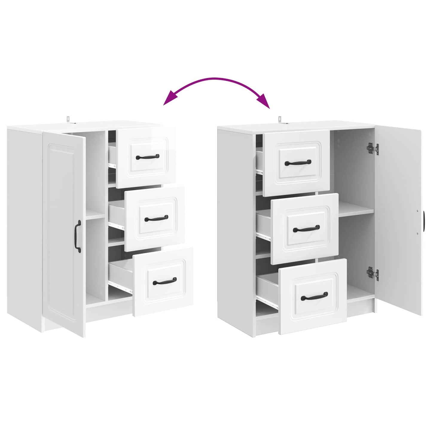 vidaXL Sideboard High Gloss White 66 x 34.5 x 87 cm Engineered Wood