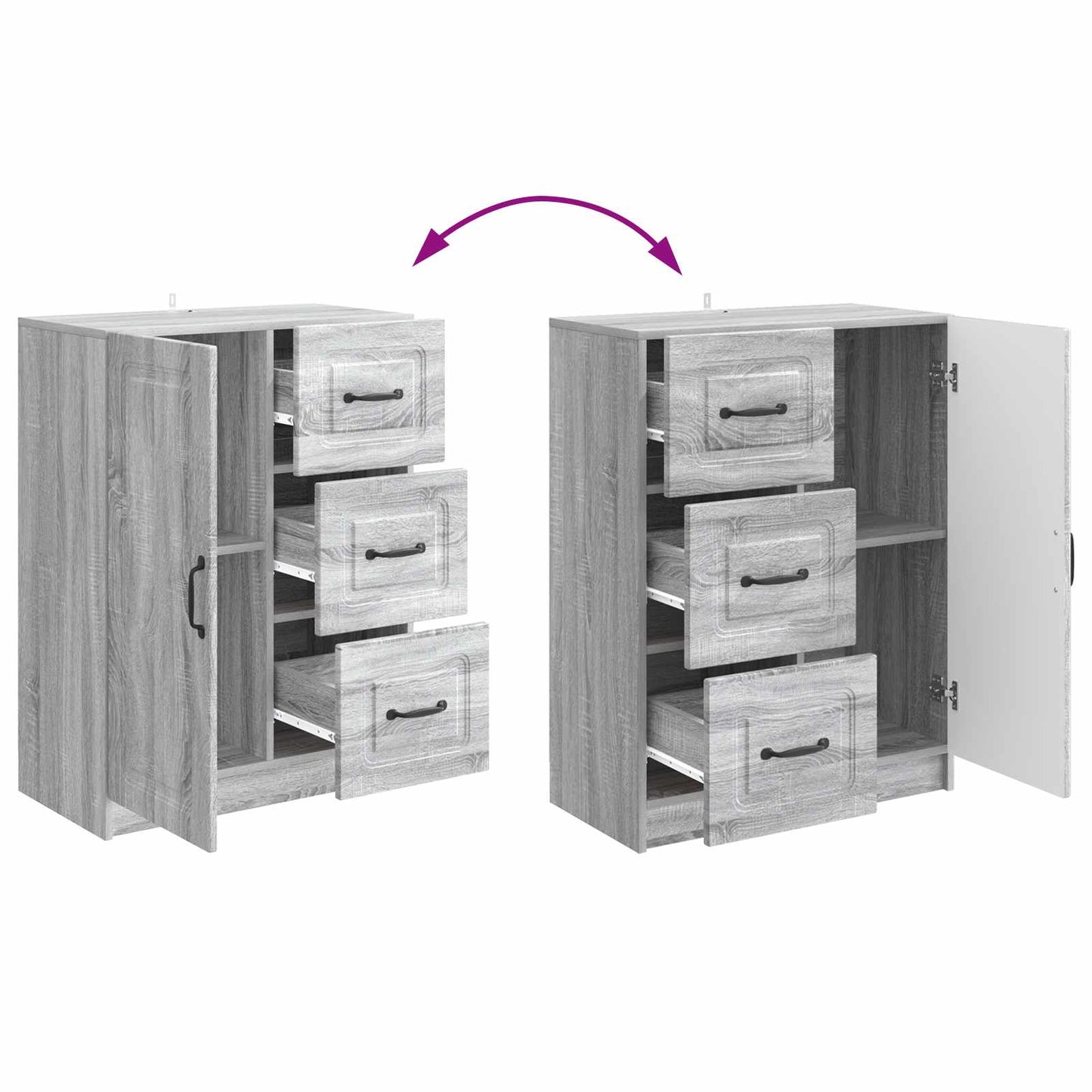 vidaXL Sideboard Grey Sonoma 66 x 34.5 x 87 cm Engineered Wood