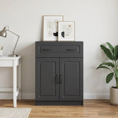 vidaXL Sideboard with Drawer Black 66 x 34.5 x 87 cm Engineered Wood