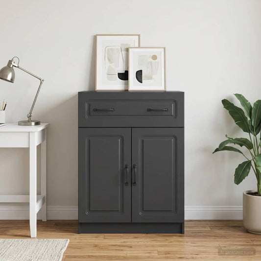 vidaXL Sideboard with Drawer Black 66 x 34.5 x 87 cm Engineered Wood