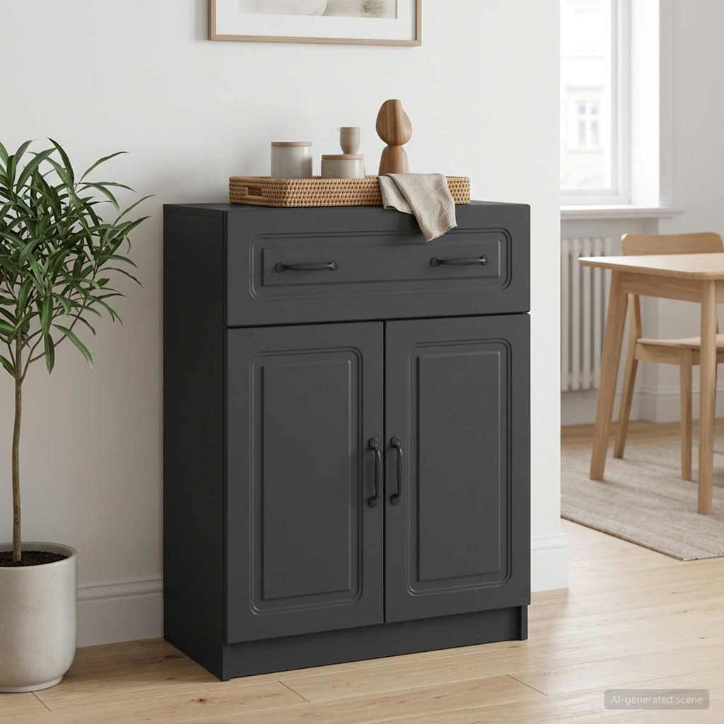vidaXL Sideboard with Drawer Black 66 x 34.5 x 87 cm Engineered Wood