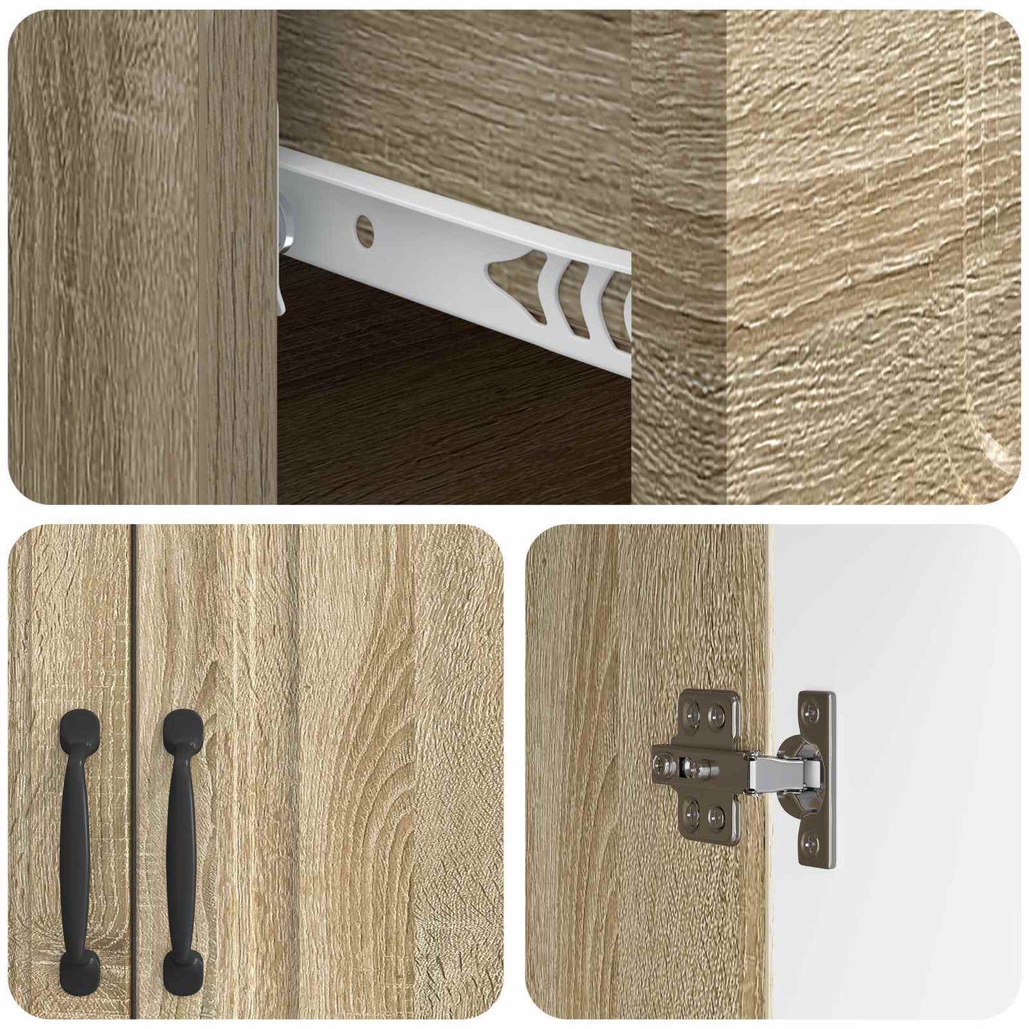 vidaXL Sideboard Sonoma Oak 66 x 34.5 x 87 cm Engineered Wood