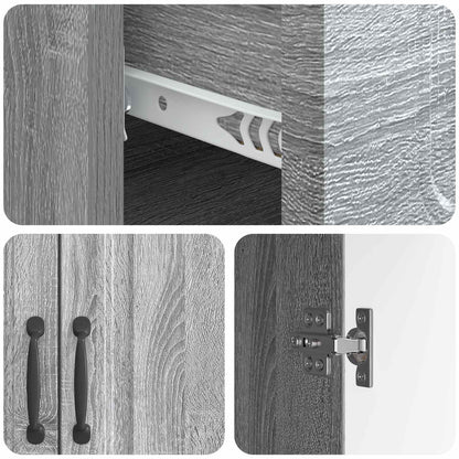 vidaXL Sideboard Grey Sonoma 66 x 34.5 x 87 cm Engineered Wood