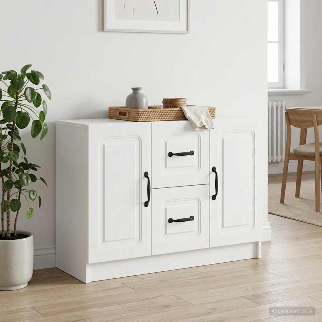 vidaXL Sideboard with Drawer White 89 x 34.5 x 57 cm Engineered Wood