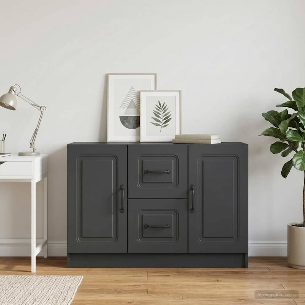 vidaXL Sideboard with Drawer Black 89 x 34.5 x 57 cm Engineered Wood