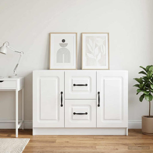 vidaXL Sideboard High Gloss White 89 x 34.5 x 57 cm Engineered Wood