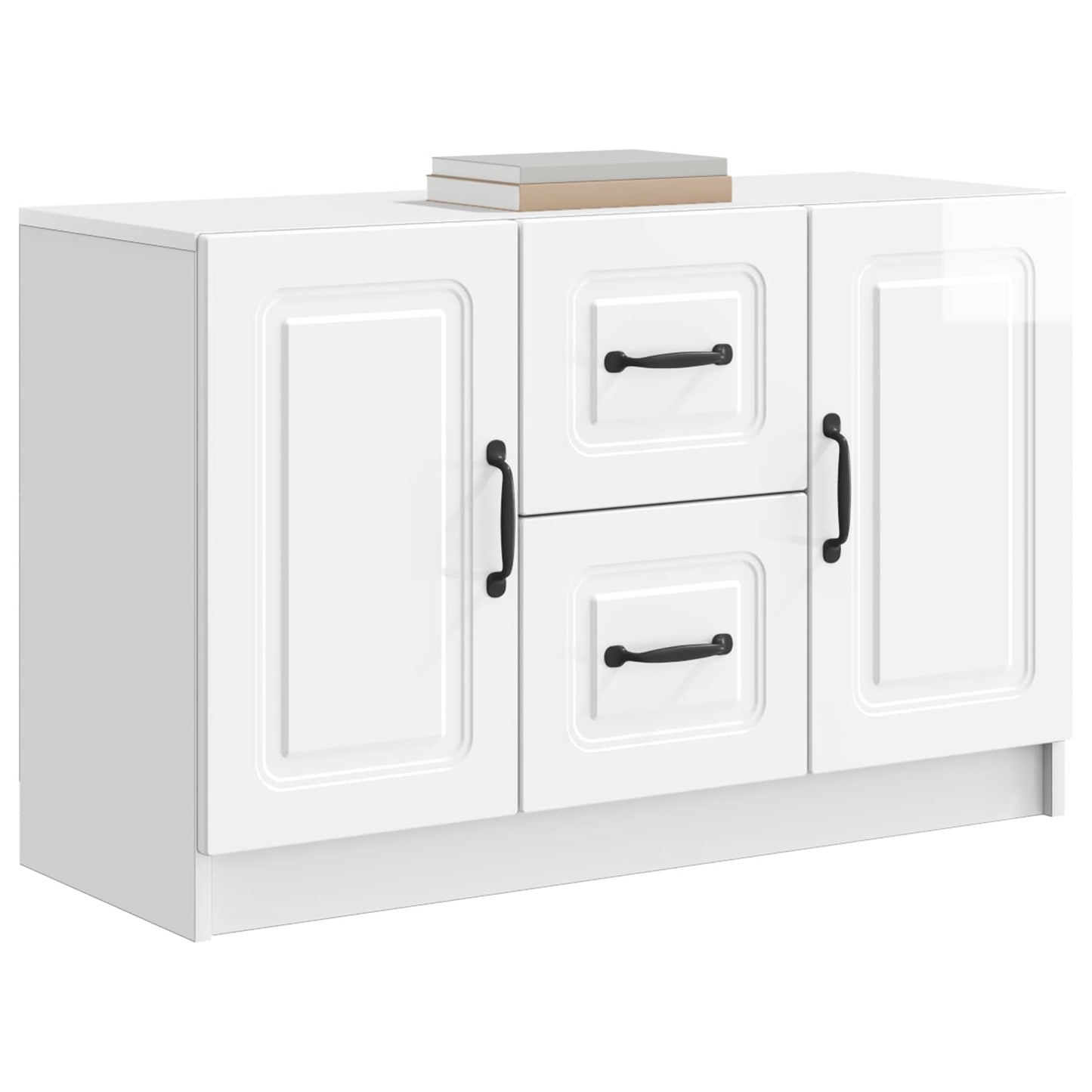 vidaXL Sideboard High Gloss White 89 x 34.5 x 57 cm Engineered Wood