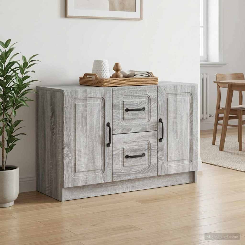 vidaXL Sideboard Grey Sonoma 89 x 34.5 x 57 cm Engineered Wood