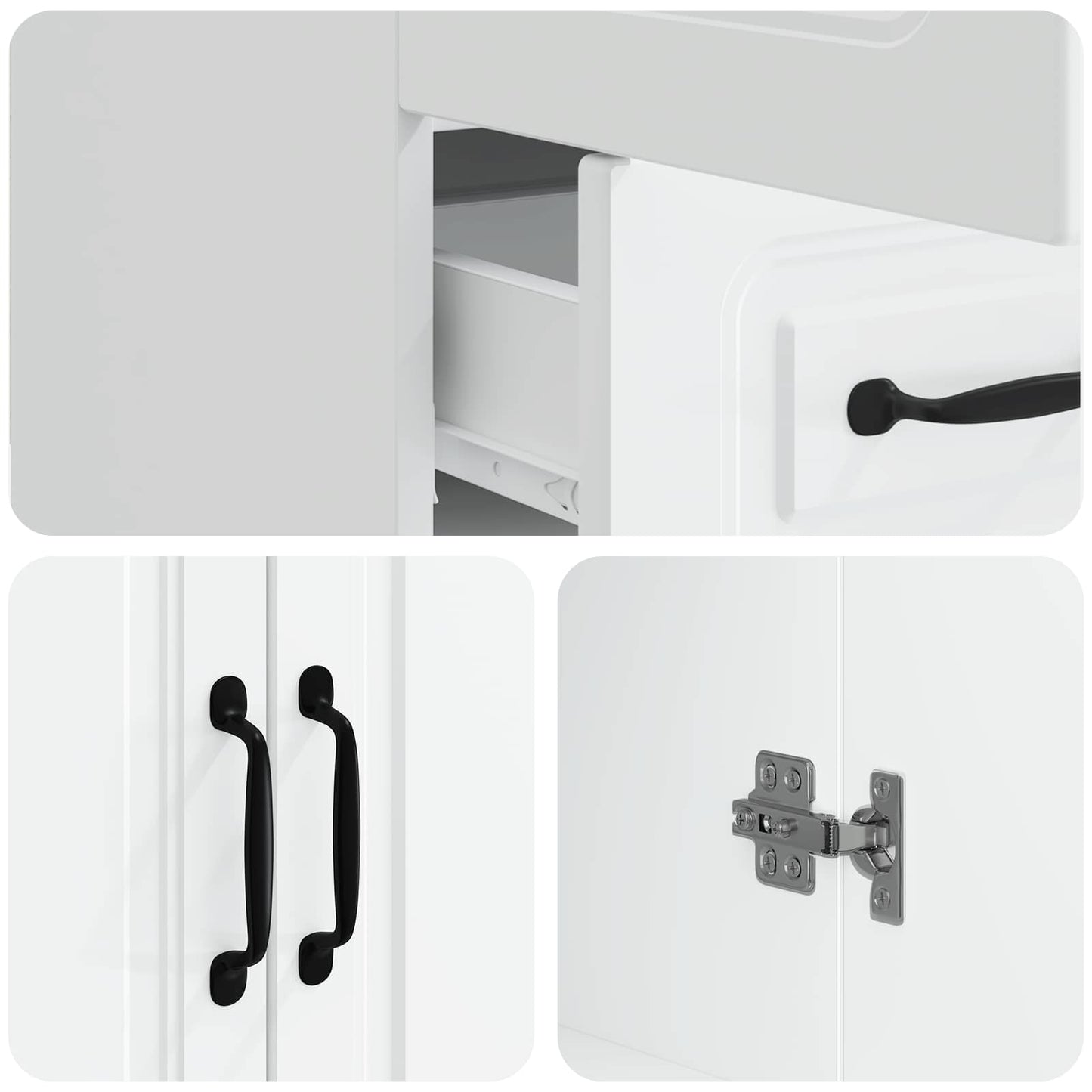 vidaXL Sideboard with Drawer White 66 x 34.5 x 92 cm Engineered Wood