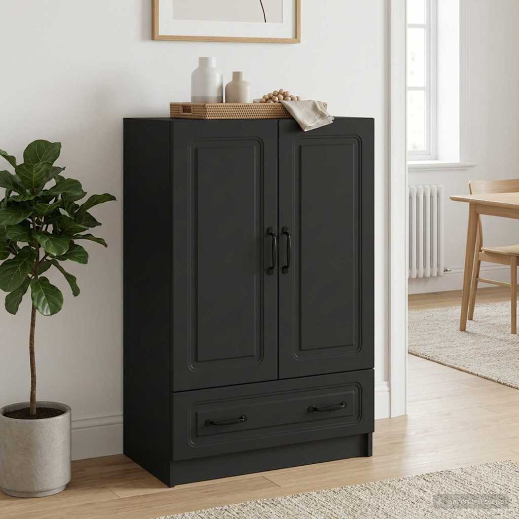 vidaXL Sideboard with Drawer Black 66 x 34.5 x 92 cm Engineered Wood