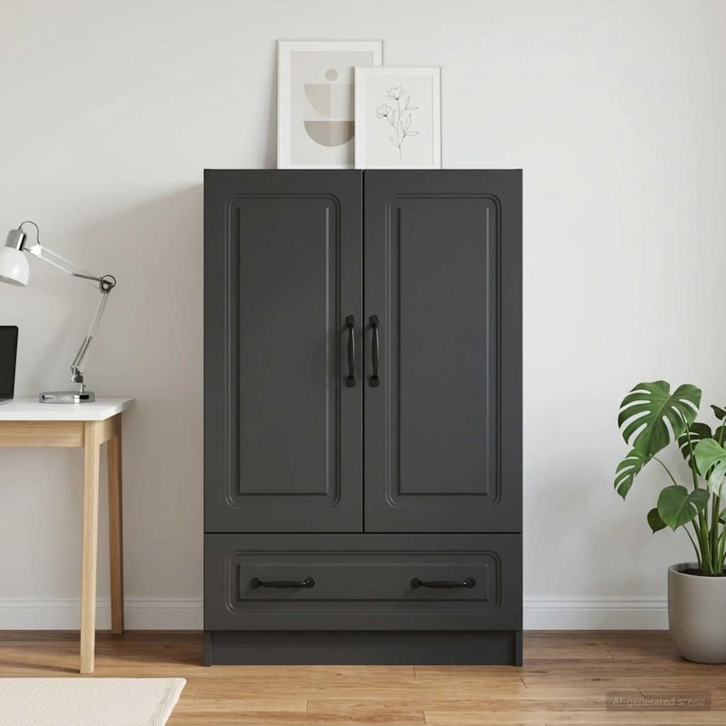 vidaXL Sideboard with Drawer Black 66 x 34.5 x 92 cm Engineered Wood