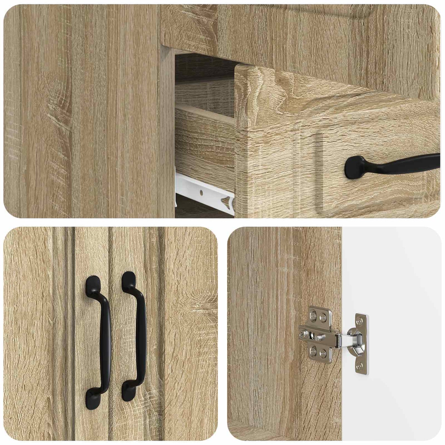 vidaXL Sideboard Sonoma Oak 66 x 34.5 x 92 cm Engineered Wood