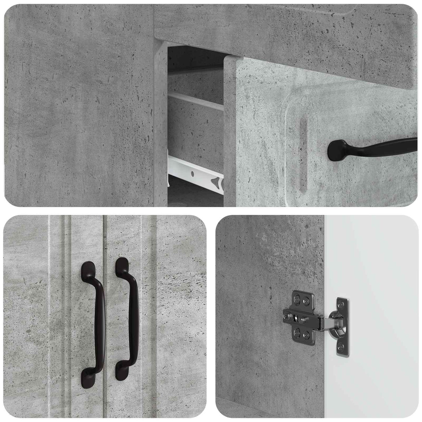 vidaXL Sideboard Concrete Grey 66 x 34.5 x 92 cm Engineered Wood