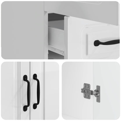 vidaXL Sideboard High Gloss White 66 x 34.5 x 92 cm Engineered Wood