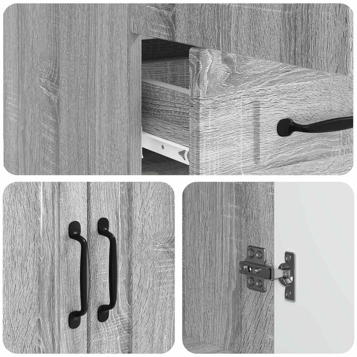 vidaXL Sideboard Grey Sonoma 66 x 34.5 x 92 cm Engineered Wood