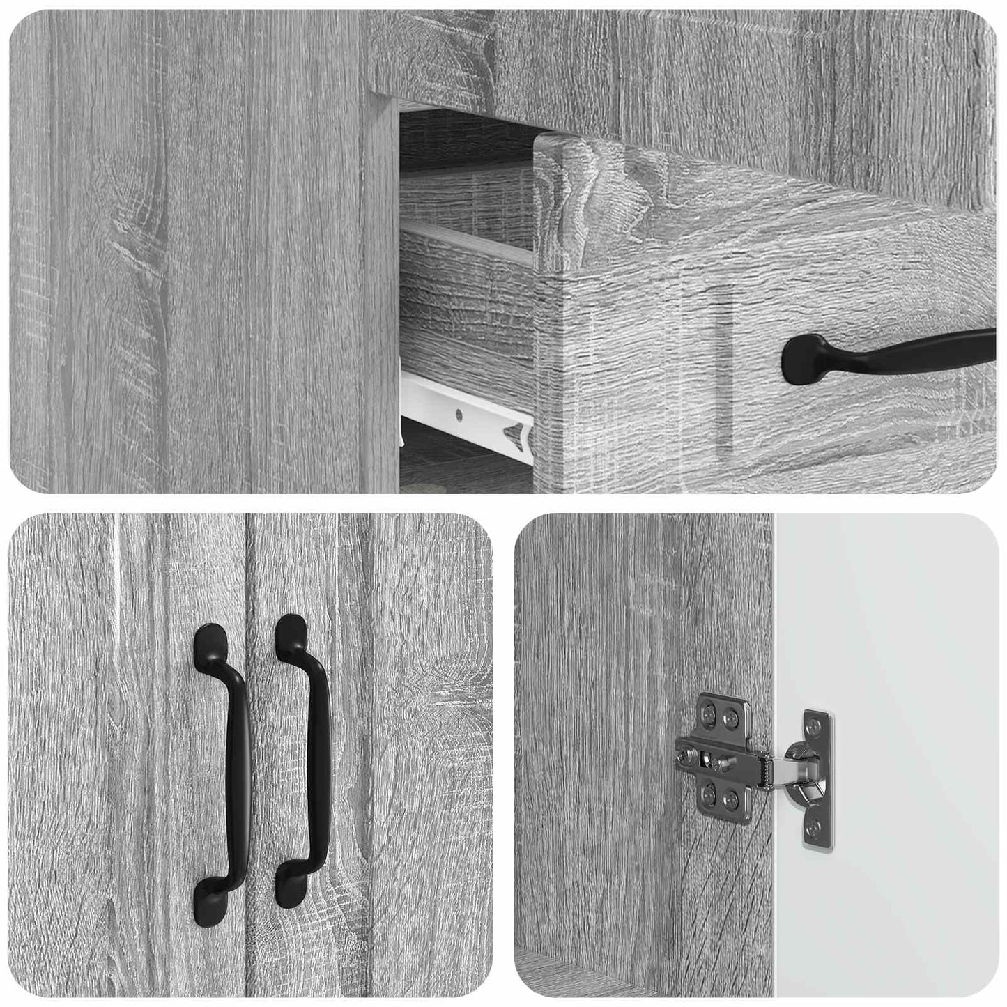 vidaXL Sideboard Grey Sonoma 66 x 34.5 x 92 cm Engineered Wood
