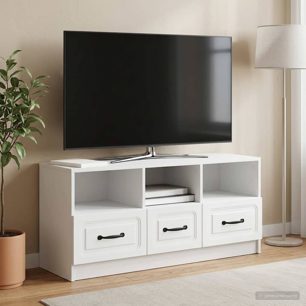 vidaXL TV Cabinet with Drawer White 102 x 34.5 x 47 cm Engineered Wood