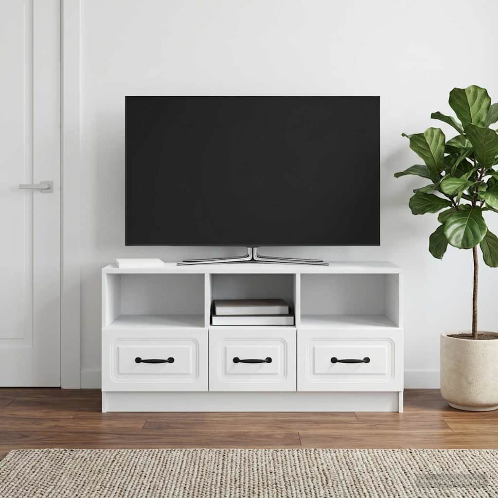 vidaXL TV Cabinet with Drawer White 102 x 34.5 x 47 cm Engineered Wood