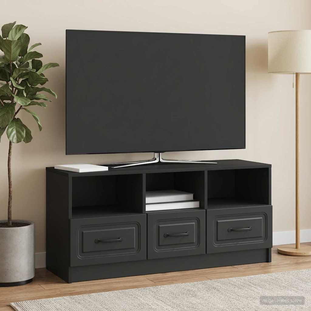 vidaXL TV Cabinet with Drawer Black 102 x 34.5 x 47 cm Engineered Wood