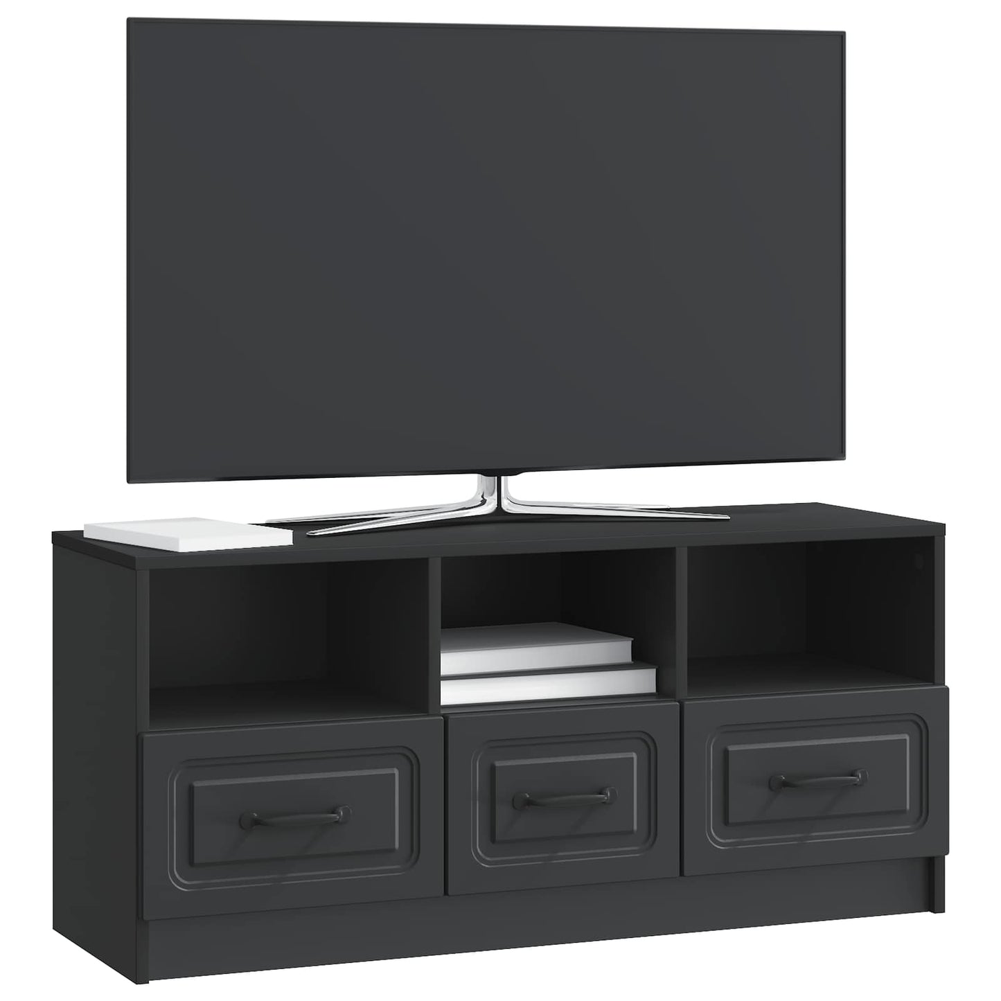 vidaXL TV Cabinet with Drawer Black 102 x 34.5 x 47 cm Engineered Wood