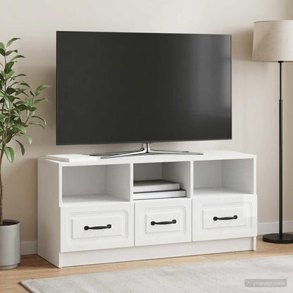 vidaXL TV Cabinet High Gloss White 102 x 34.5 x 47 cm Engineered Wood