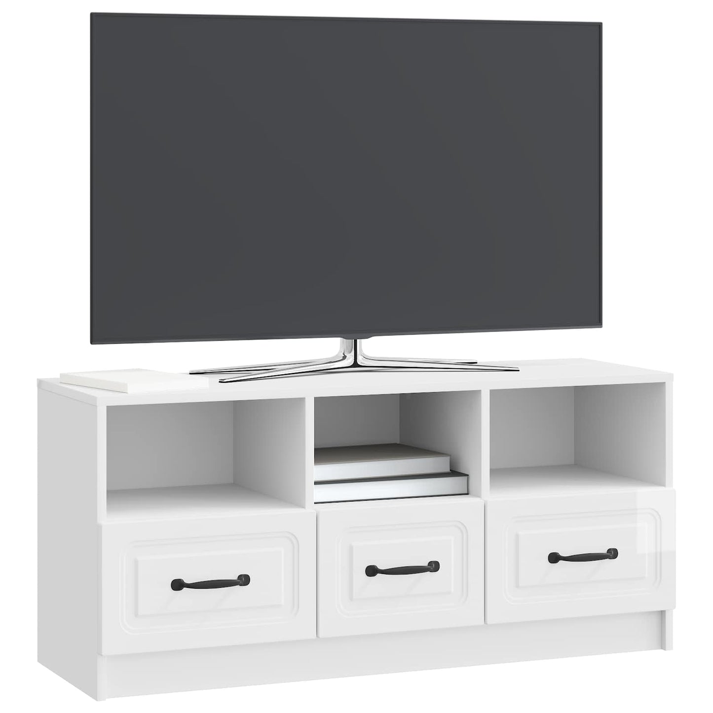 vidaXL TV Cabinet High Gloss White 102 x 34.5 x 47 cm Engineered Wood
