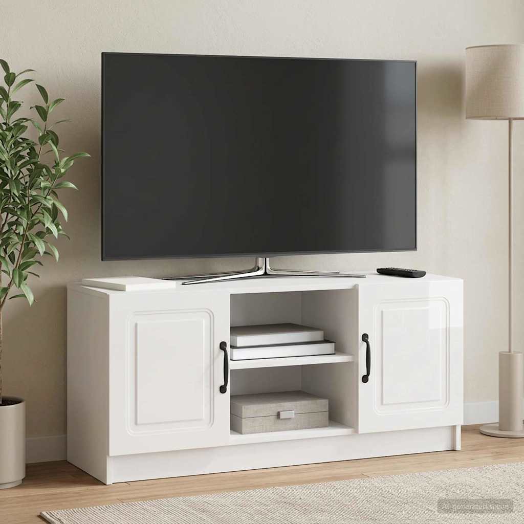 vidaXL TV Cabinet High Gloss White 102 x 34.5 x 47 cm Engineered Wood