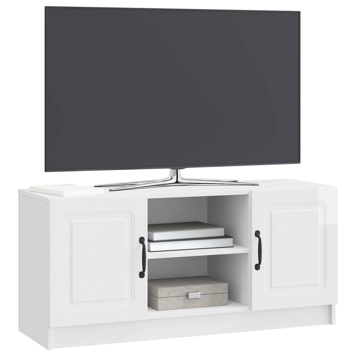 vidaXL TV Cabinet High Gloss White 102 x 34.5 x 47 cm Engineered Wood