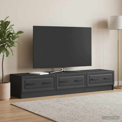 vidaXL TV Cabinet with Drawer Black 147 x 34.5 x 27 cm Engineered Wood