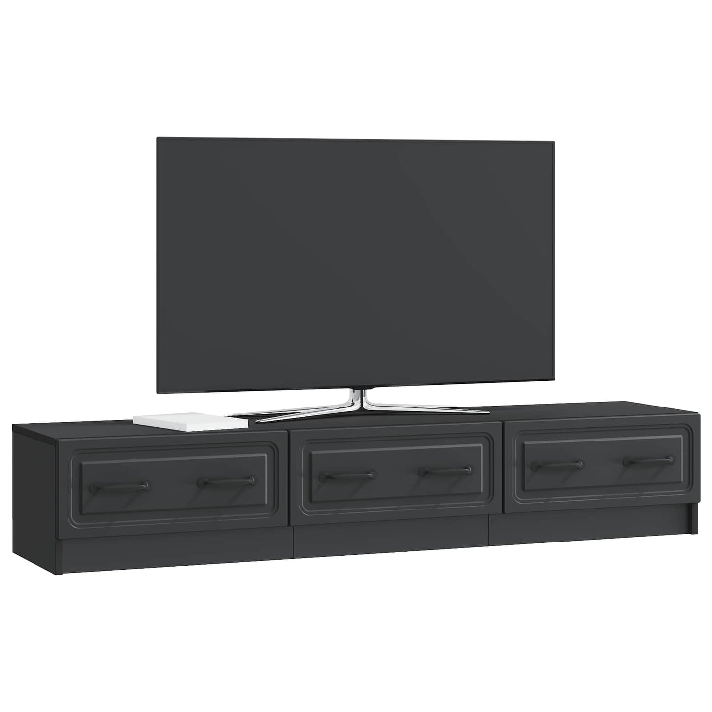 vidaXL TV Cabinet with Drawer Black 147 x 34.5 x 27 cm Engineered Wood