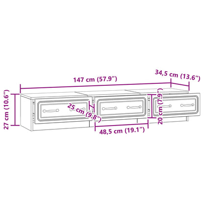 vidaXL TV Cabinet High Gloss White 147 x 34.5 x 27 cm Engineered Wood