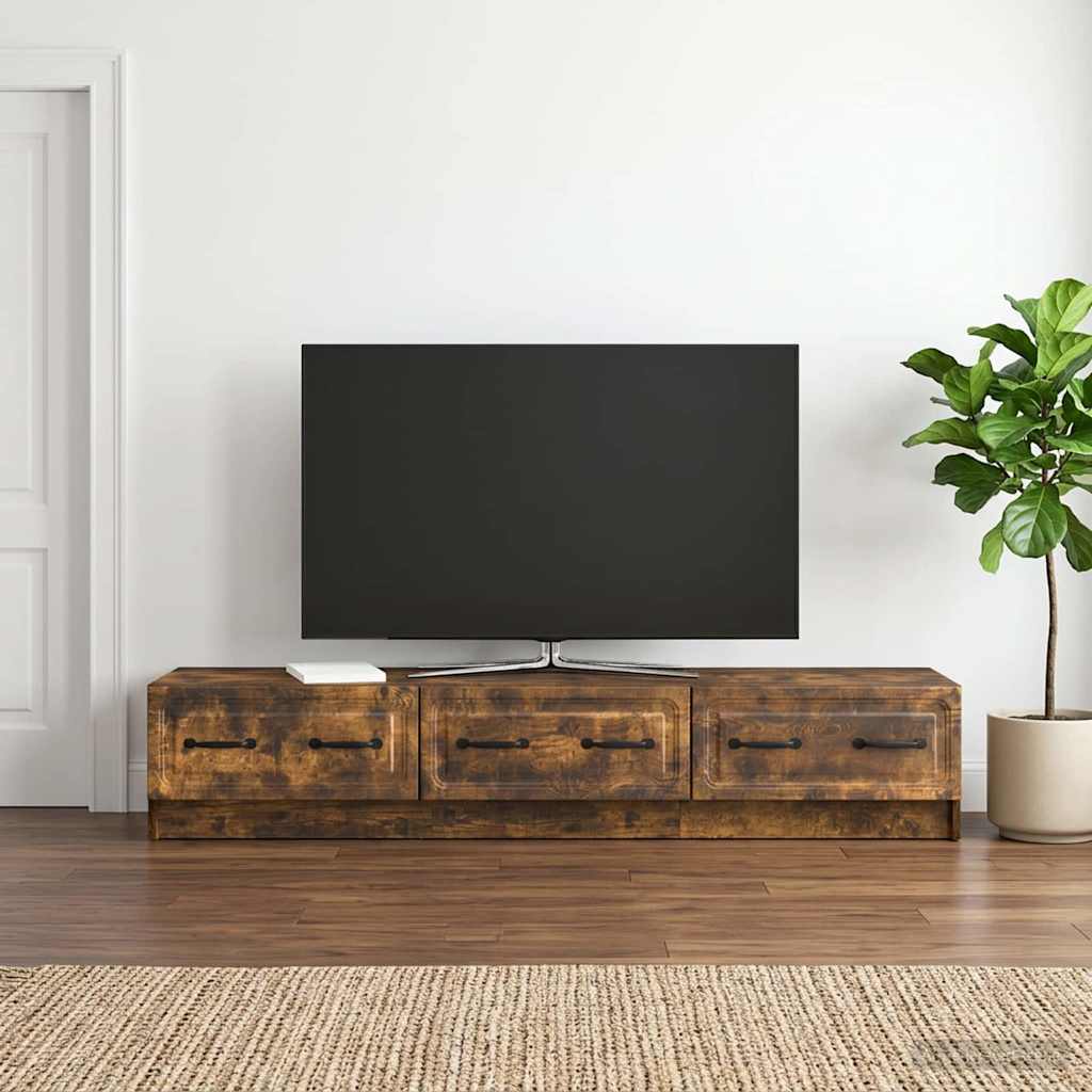 vidaXL TV Cabinet Smoked Oak 147 x 34.5 x 27 cm Engineered Wood