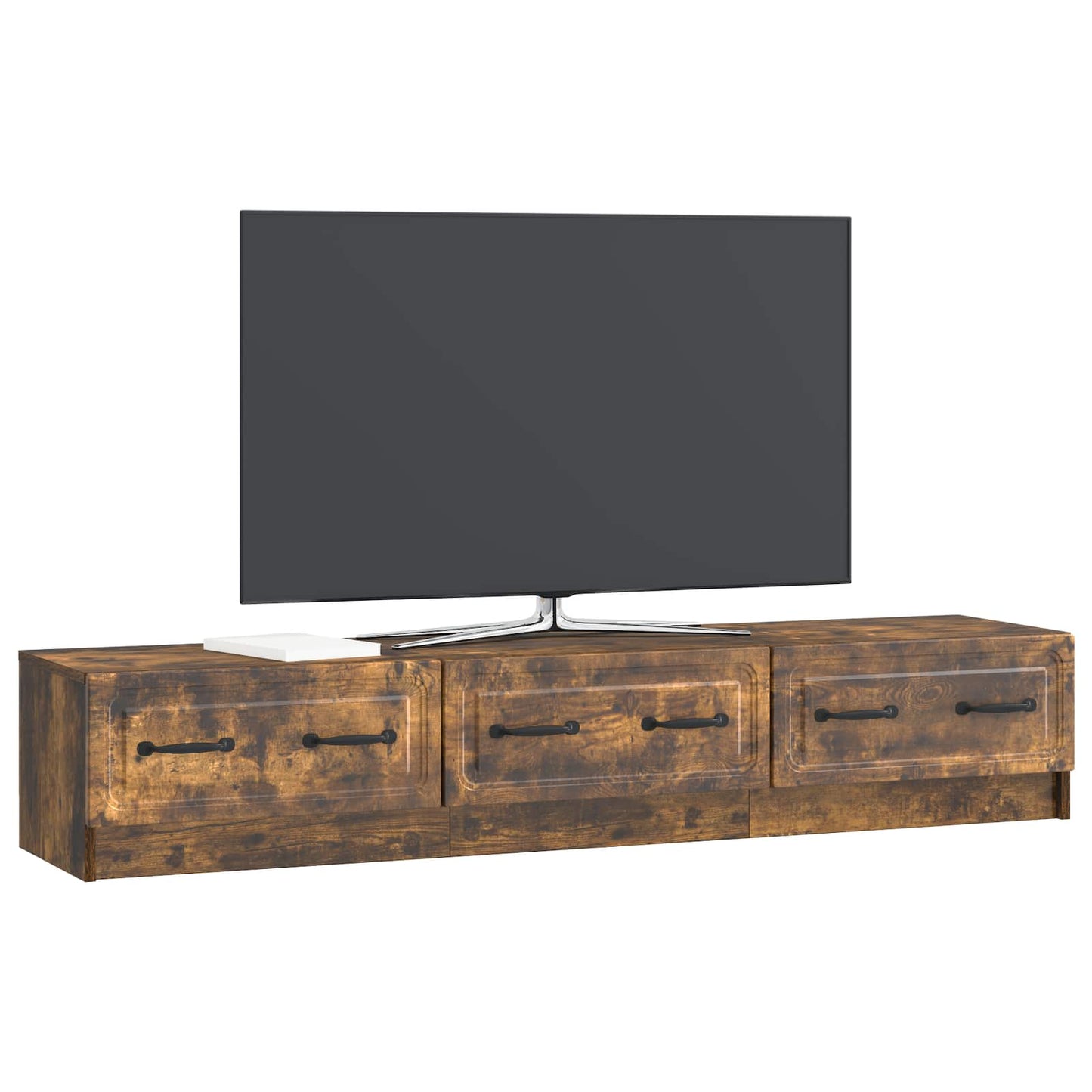 vidaXL TV Cabinet Smoked Oak 147 x 34.5 x 27 cm Engineered Wood
