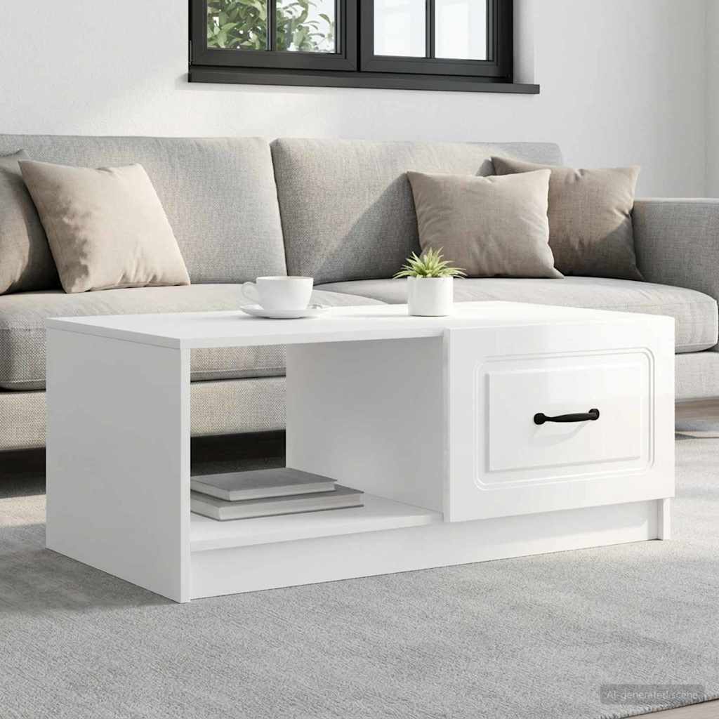 vidaXL Coffee Table High Gloss White 90 x 50 x 37 cm Engineered Wood