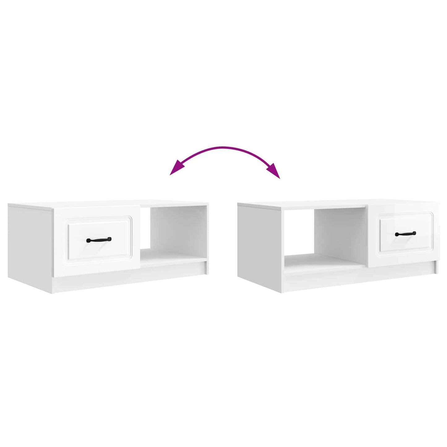vidaXL Coffee Table High Gloss White 90 x 50 x 37 cm Engineered Wood