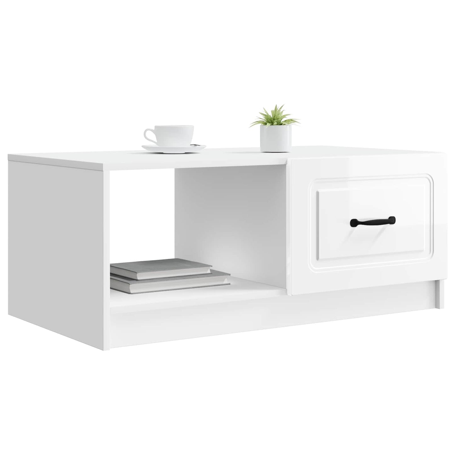 vidaXL Coffee Table High Gloss White 90 x 50 x 37 cm Engineered Wood
