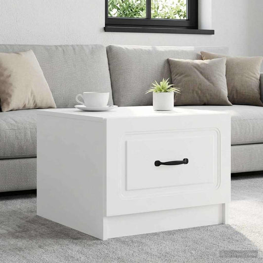 vidaXL Coffee Table with Drawer White 49 x 50 x 37 cm Engineered Wood