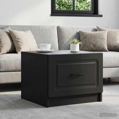 vidaXL Coffee Table with Drawer Black 49 x 50 x 37 cm Engineered Wood